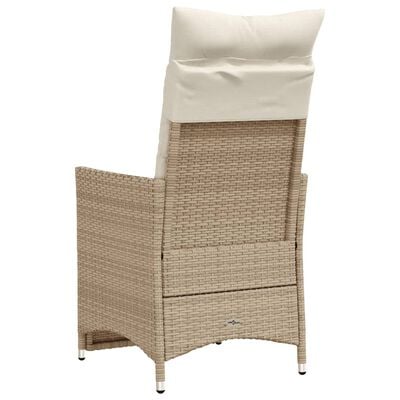 vidaXL Gartensessel mit Kissen Verstellbar Beige Poly Rattan