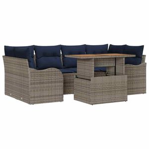 vidaXL Garten-Sofa-Set 7 stk. Grau und Marineblau 100 x 55 x 73 cm