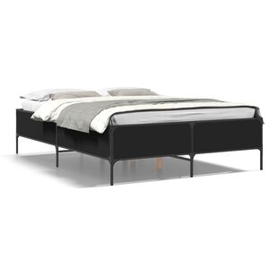 vidaXL Bettgestell Schwarz 150x200 cm Holzwerkstoff und Metall