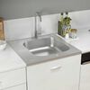 vidaXL Sp&uuml;le mit Abtropffl&auml;che Set Silbern 600x600x155 mm Edelstahl