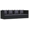 vidaXL Garten-Sofabett mit Kissen Poly Rattan Schwarz