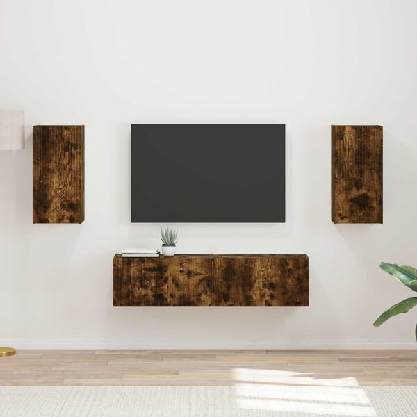 vidaXL TV-Schrankset 4 pcs Ger&auml;ucherte Eiche Holzwerkstoff