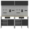 vidaXL Werkbank-Set 8 pcs Schwarz und Grau Pulverbeschichteter Stahl