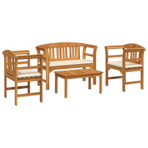 vidaXL M&ouml;belset mit Kissen 4 pcs Natur Massivholz Akazie
