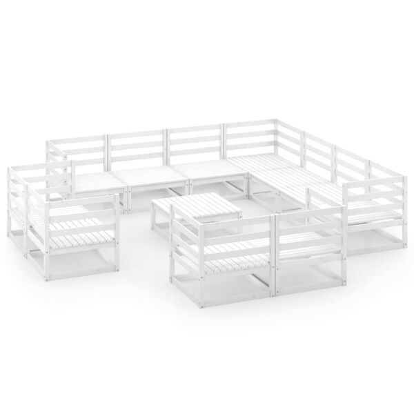 vidaXL 12-tlg. Garten-Lounge-Set Wei&szlig; Kiefer Massivholz
