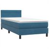 vidaXL Boxspringbett mit Matratze Dunkelblau 80x220 cm Samt