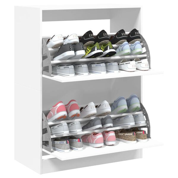 vidaXL Schuhschrank mit 2 Klappen Wei&szlig; 80x42x108 cm