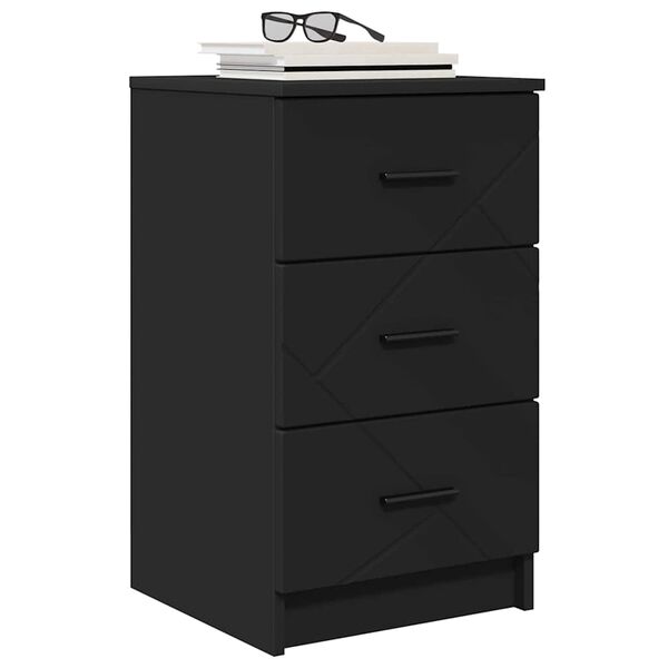 vidaXL Nachttisch mit Schubladen Schwarz 38 x 38 x 66 cm Holzwerkstoff