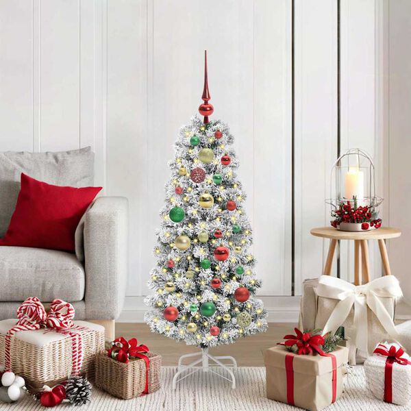 vidaXL K&uuml;nstlicher klappbarer Weihnachtsbaum Gr&uuml;n und Wei&szlig; 120 cm