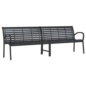 vidaXL Doppel-Gartenbank Schwarz 231 cm Stahl und WPC