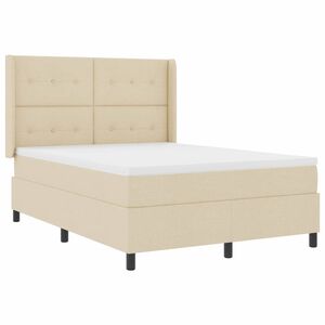 vidaXL LED Boxspringbett mit Kopfteil Creme 160 x 200 cm Stoff