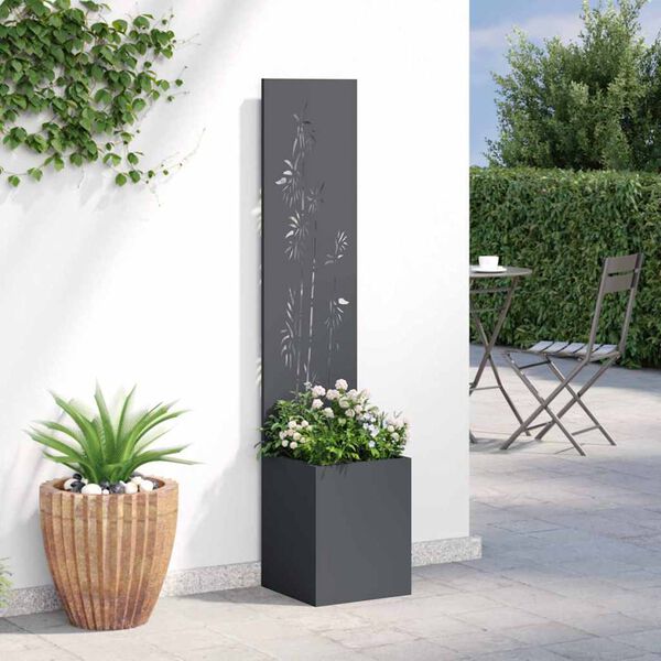 vidaXL Garten Sichtschutz-Leinwand Floral Anthrazit 32 x 140 cm