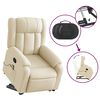 vidaXL Massagesessel mit Aufstehhilfe Creme Stoff