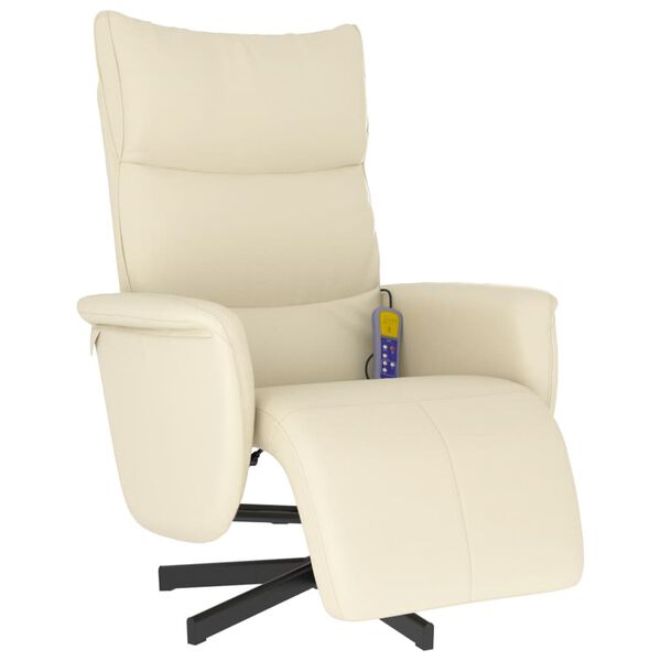 vidaXL Massagesessel mit Fu&szlig;teil Creme Kunstleder