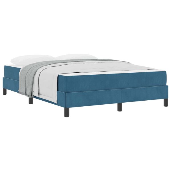 vidaXL Boxspringbett mit Matratze Dunkelblau 140 x 200 cm Stoff
