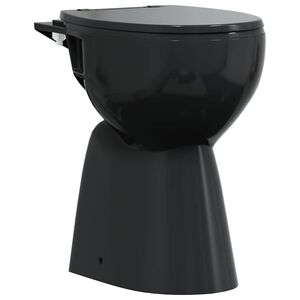 vidaXL Randloses WC 7 cm Extra H&ouml;he Soft-Close Keramik Schwarz
