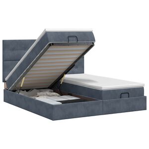 vidaXL Ottoman Bett mit Matratze mit Kopfteil 2 Stk. Dunkelgrau Samt