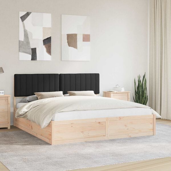 vidaXL Bettgestell mit gepolstertem Kopfteil Schwarz 180 x 200 cm