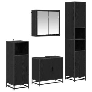 vidaXL Badezimmerm&ouml;bel-Set 4 stk. Schwarz Eichen-Optik 65 x 33 x 60 cm