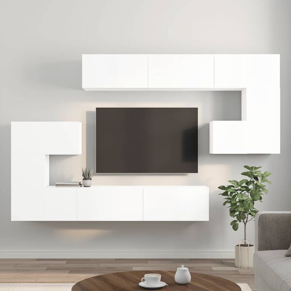 vidaXL 10-tlg. TV-Schrank-Set Wei&szlig; Holzwerkstoff