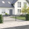 vidaXL Zauntor mit Speerspitze Schwarz 406 x 100 cm Pulverbeschichteter Stahl