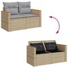 vidaXL Garten-Sofa-Set mit Kissen mit Speicher 8 pcs Beige Poly Rattan