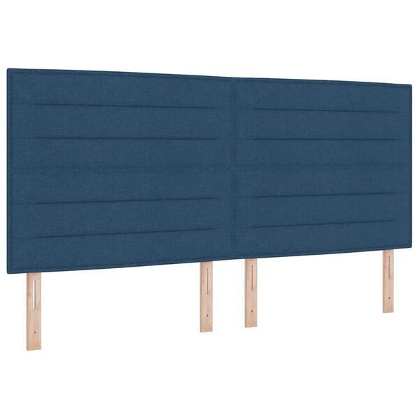 vidaXL Boxspringbett mit Matratze mit Kopfteil Blau 200 x 200 cm Stoff