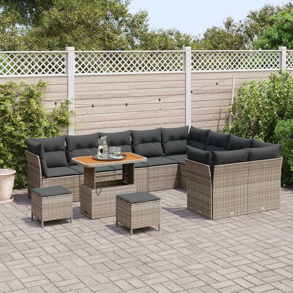 vidaXL Garten-Sofa-Set 12 pcs Grau Poly-Rattan