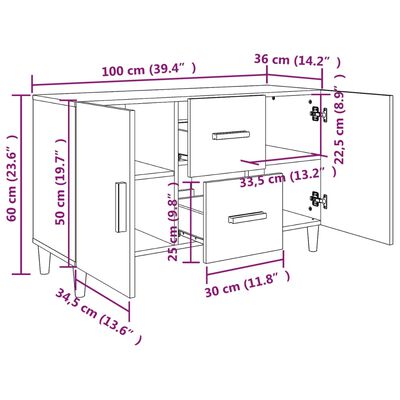 vidaXL Sideboard Sonoma-Eiche 100x36x60 cm Holzwerkstoff