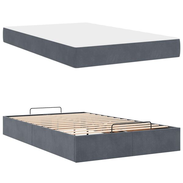 vidaXL Bettgestell mit Matratze mit Matratze 2 pcs Dunkelgrau Samt