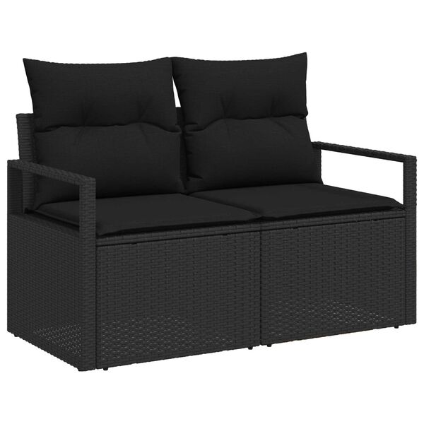 vidaXL Sofa Set 3 pcs Schwarz Poly-Rattan