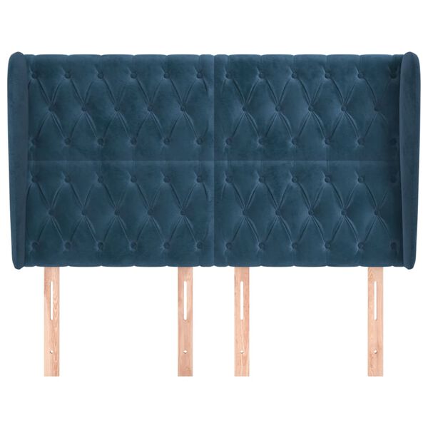 vidaXL Kopfteil mit Ohren Dunkelblau 163x23x118/128 cm Samt