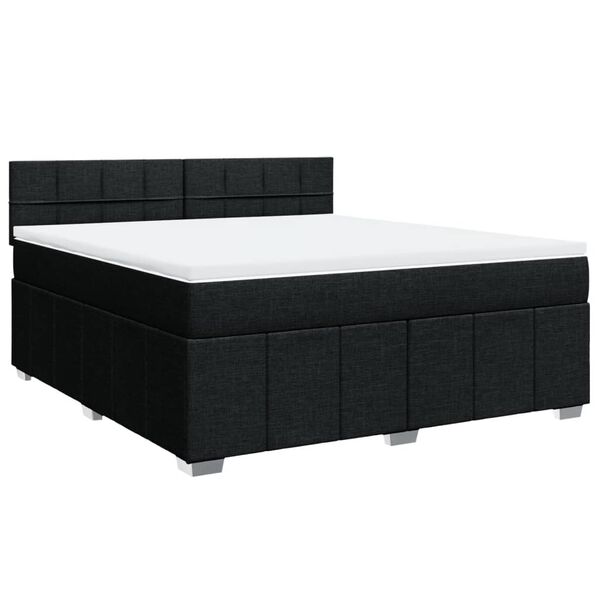 vidaXL Boxspringbett mit Matratze Schwarz 180x200 cm Stoff