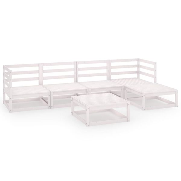 vidaXL 6-tlg. Garten-Lounge-Set Wei&szlig; Massivholz Kiefer
