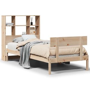 vidaXL Massivholzbett mit Regal ohne Matratze 90x200 cm Kiefernholz