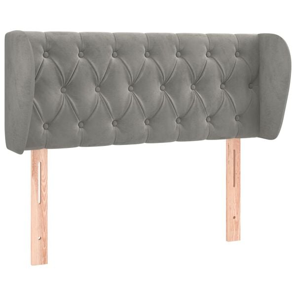 vidaXL Kopfteil mit Ohren Hellgrau 103x23x78/88 cm Samt