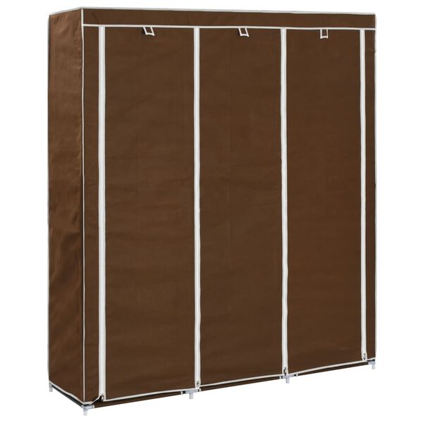 vidaXL Kleiderschrank mit F&auml;chern und Stangen Braun 150x45x175cm Stoff