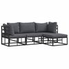 vidaXL Garten-Sofa-Set mit Kissen 4 pcs Schwarz Aluminium