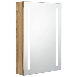 vidaXL LED-Bad-Spiegelschrank Wei&szlig; und Eichen-Optik 50x13x70 cm