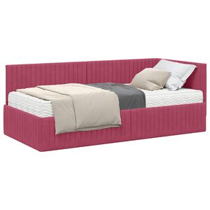 vidaXL Eckbettgestell mit Matratze mit Kopfteil 2 pcs Gr&uuml;n Samt