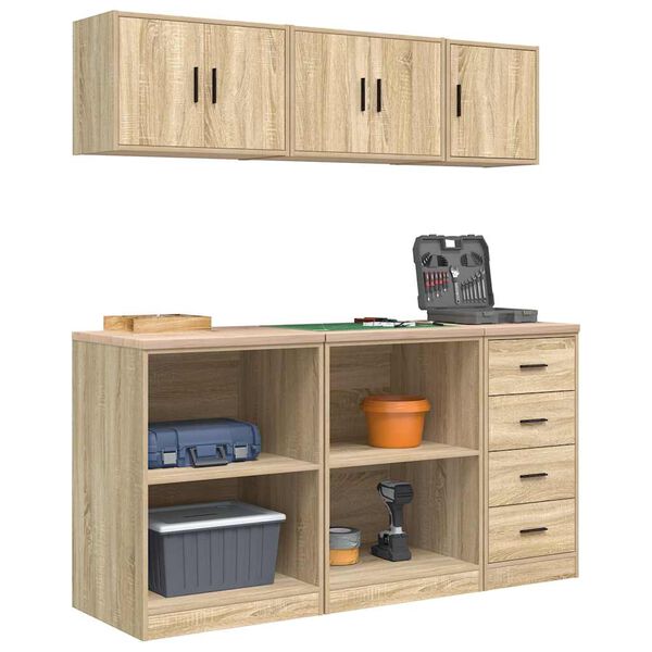 vidaXL Garagenschr&auml;nke 6 Stk. Sonoma-Eiche Holzwerkstoff