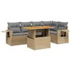 vidaXL 6-tlg. Garten-Sofagarnitur mit Kissen Beige Poly Rattan