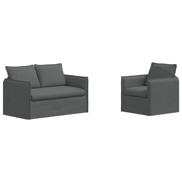 vidaXL Sofa 120cm 2 pcs Dunkelgrau Metall