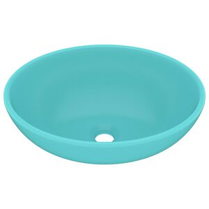 vidaXL Luxuri&ouml;ses Ovales Waschbecken Matt Hellgr&uuml;n 40x33 cm Keramik