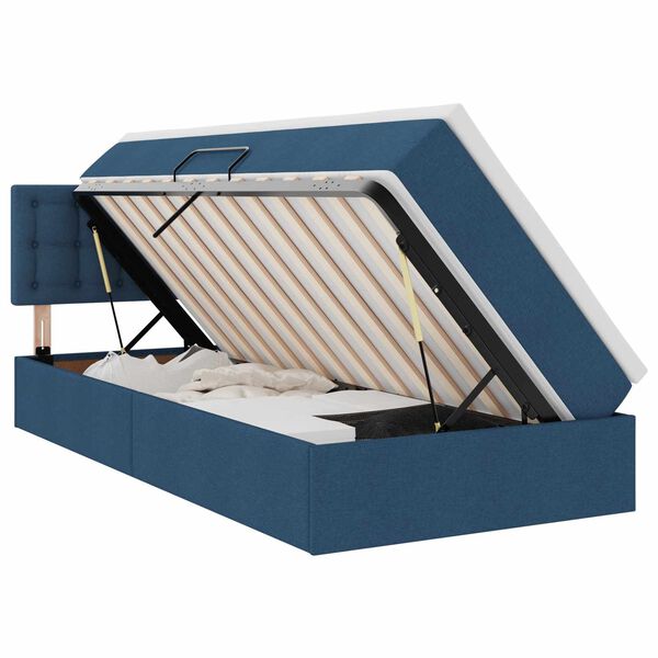vidaXL Aufbewahrungsbett mit Matratze Blau 90 x 200 cm Holzwerkstoff