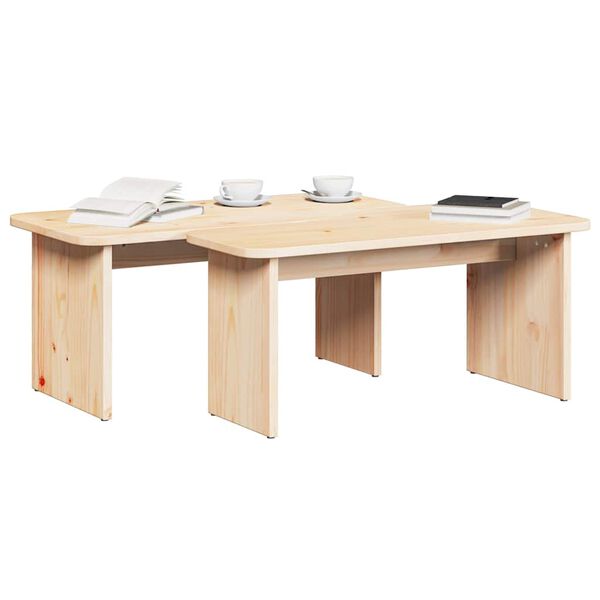 vidaXL Couchtisch 2 pcs Natur Massivholz Kiefer