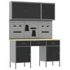 vidaXL Werkbank mit Speicher 10 stk. Schwarz Ingenieure Holz und Stahl