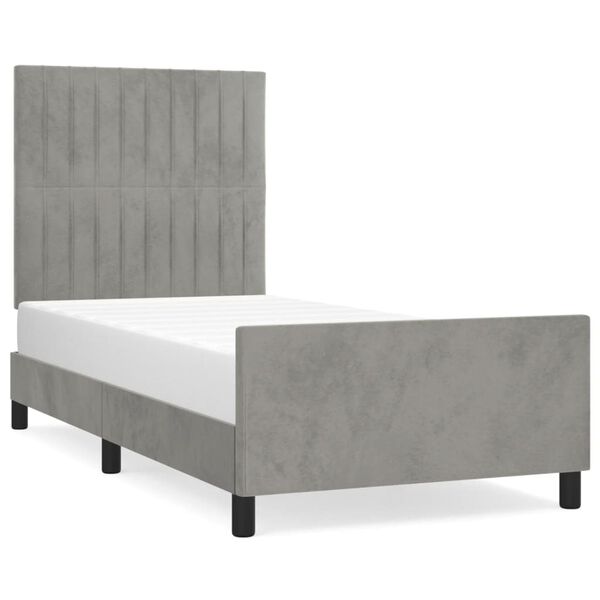 vidaXL Bettgestell ohne Matratze Hellgrau 90x190 cm Samt