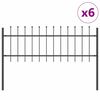 vidaXL Gartenzaun 6 pcs Grau 10,2 x 0,6 m Pulverbeschichteter Stahl