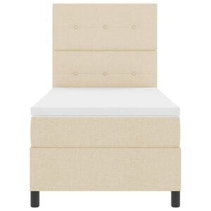 vidaXL Boxspringbett mit LED-Lichtleisten Creme 80 x 200 cm Stoff